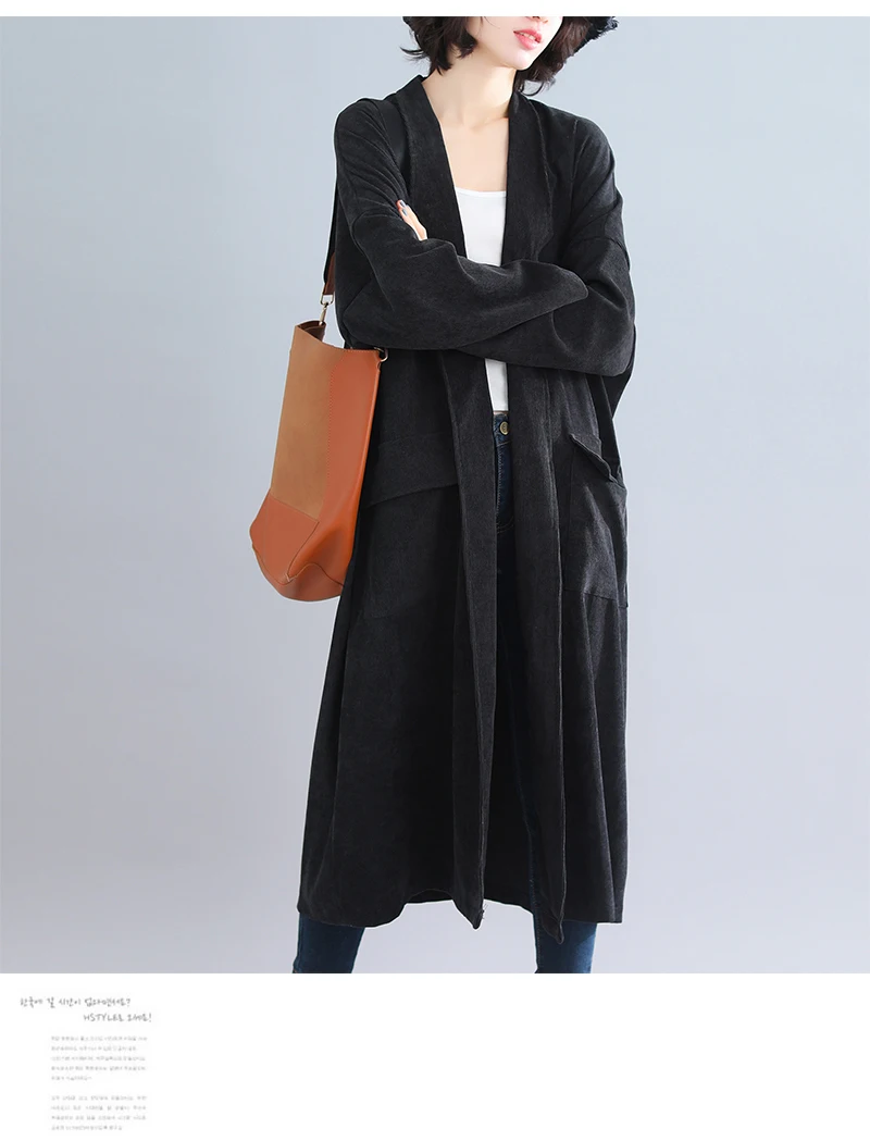 Плюс Размер 6XL длинное пальто вельвет осень зима новые женские куртки больших размеров Кардиган Женская одежда свободные над размером d верхняя одежда