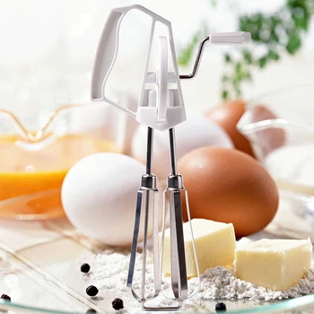 

Stainless Steel Rotary Hand Whip Whisk Mixer Egg Beater Dual Purpose Plastic Mixer Kitchen Cooking Tool