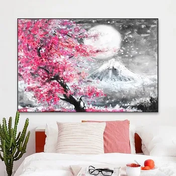 

Canvas Paintings Mount Fuji Cherry Blossom Landscape Japan Posters Prints Wall Art Picture Living Room Wall Art Home Decor