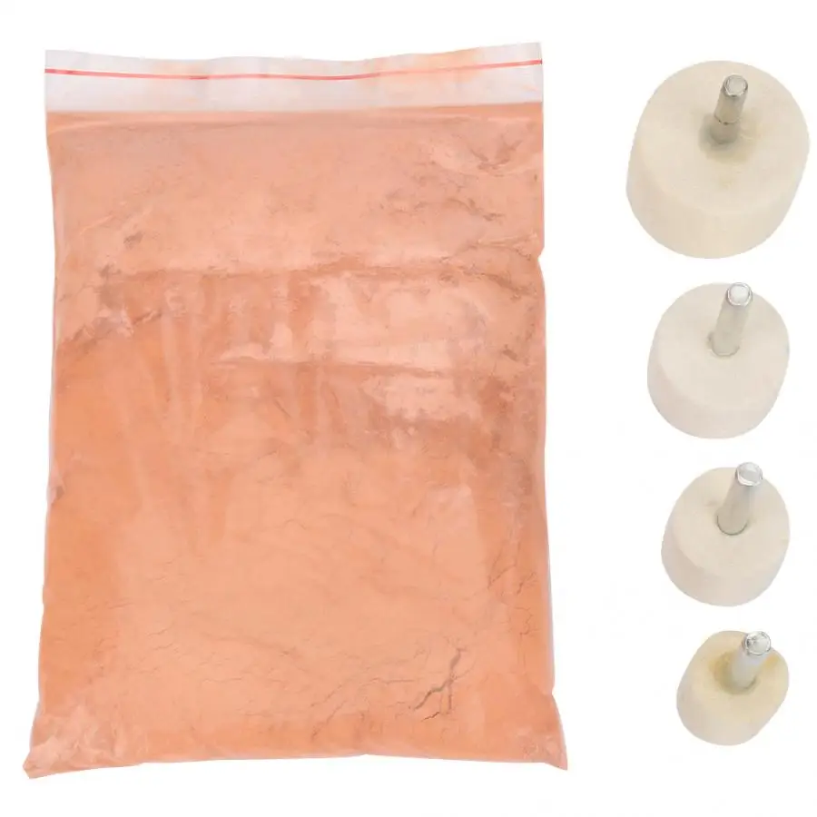 5 Set of Cerium Oxide Powder+ 4Pcs Wool Felt Polishing Buffing Wheels Polishing Wheel