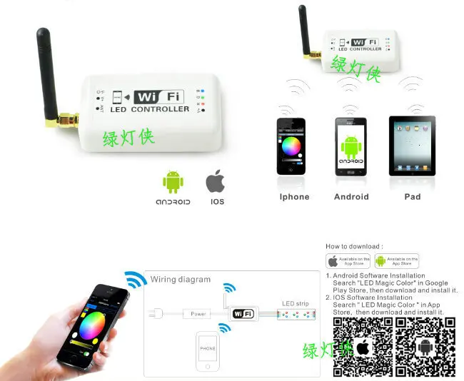 Светодиодный wifi контроллер RGBW wifi контроллер усилителя контроллер синхронизации