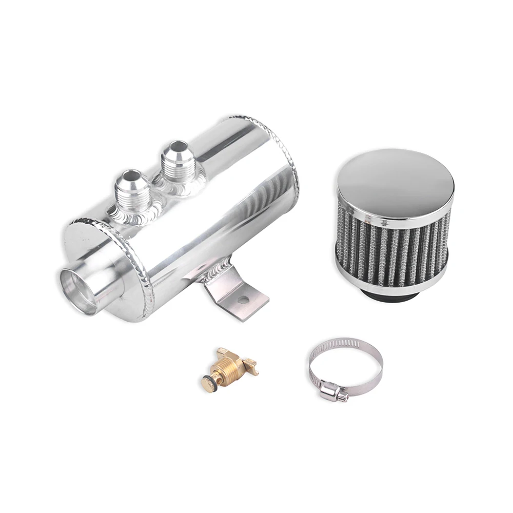 

NEW 0.75L Aluminum Alloy Baffled Oil Catch Can Tube Tank AN10 Catch Can Reservoir Tank / Oil Tank with Breather Filter