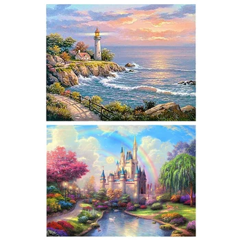 

5D Rainbow Castle Diamond Painting & Full Round 3D Diy Diamond Painting Animal Scenery Picture Home Decor Gift Style3
