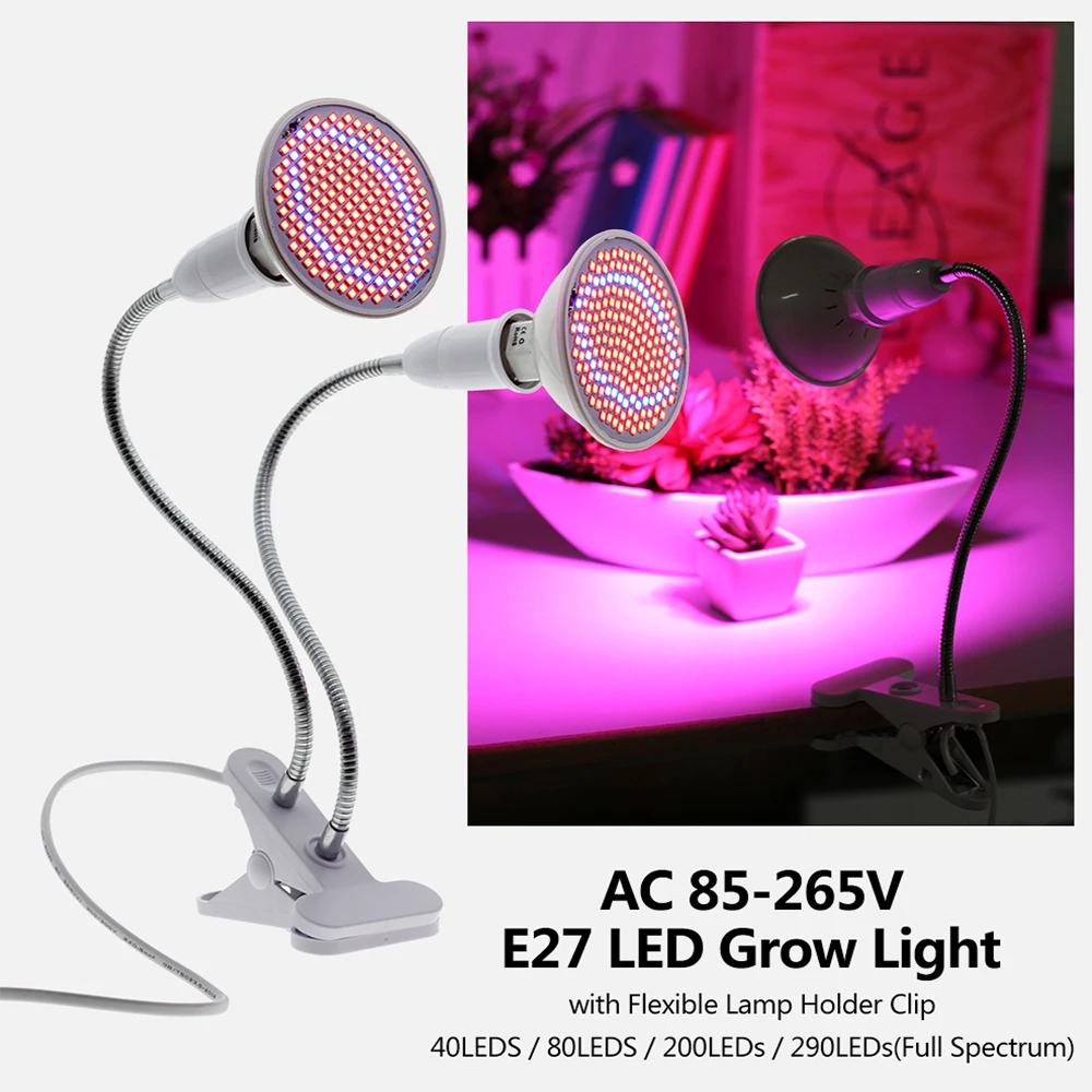 LED Grow Light with 360 Degrees Flexible Lamp Holder Clip LED Plant Growth Light for Indoor or Desktop Plants.