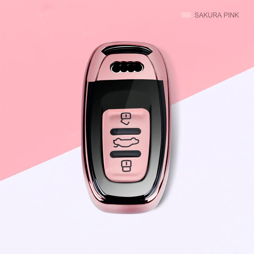 pink Роскошный алмаз ключи чехол Чехол с украшением в виде кристаллов брелок TPU Защитный чехол для Audi A6L Q5L A3 Q3 Q5 S3 A4 A4L Q7 A5 - Название цвета: pink