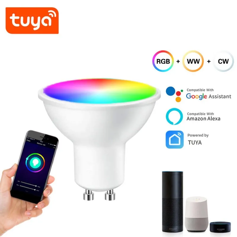 

Умная Светодиодная лампа GU10 с Wi-Fi и пультом ДУ, 5 Вт