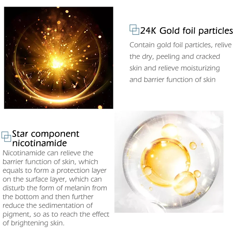 SENANA 24k Gold Hyaluronic Acid Face Serum Anti Aging Essence Moisturizing Whitening Smoothing Nicotinamide Ampoule Skin 3