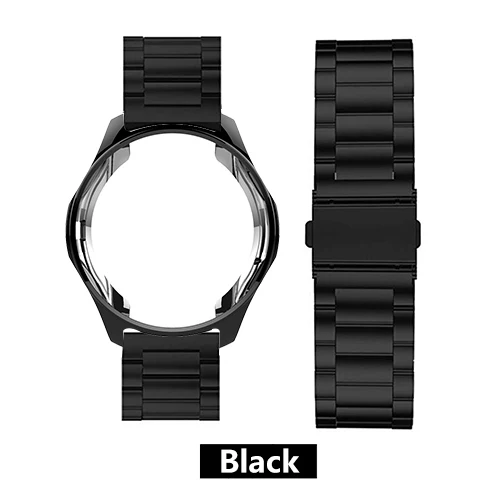 Black Ремешок+ чехол 20/22 мм ремешок для наручных часов для samsung gear S3 ремешок Galaxy watch 46mm 42 Нержавеющая сталь ТПУ покрытием защитный чехол - Цвет ремешка: Black