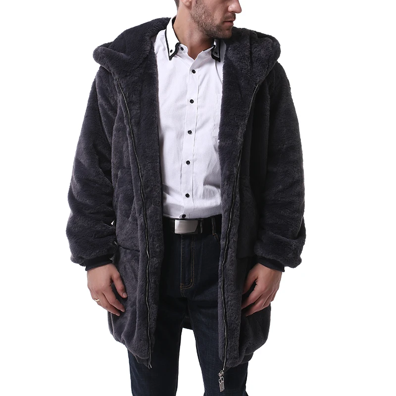 

Cross border foreign trade new plush coat fashionable men's hooded Plush coat