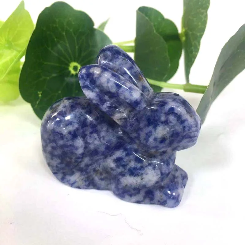 2 дюйма Кролик Форма содалит камни целебные Кристаллы Камень «reiki» кулон фигурка для домашнего стола украшения подарок XY
