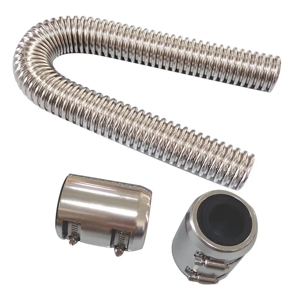

Si-At22023 24Inch Flexible Upper / Lower Radiator Hose Kit & Stainless Steel Chrome Caps V8 Car Accessories