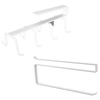 

NEW-Hanger Cabinets Without Traces Without Punching Double Row Hooks & Free Punch Paper Towel Rack with Paper Holder