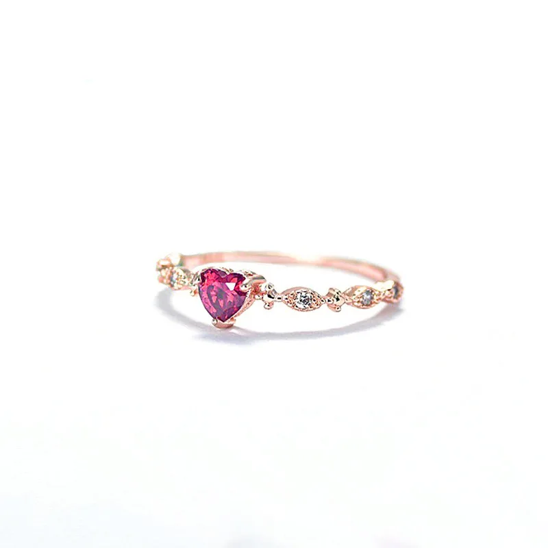 Модный Красный кристалл сердце кольцо Дамы индивидуальный дизайн красивое кольцо Дамы Элегантные свадебные подарки
