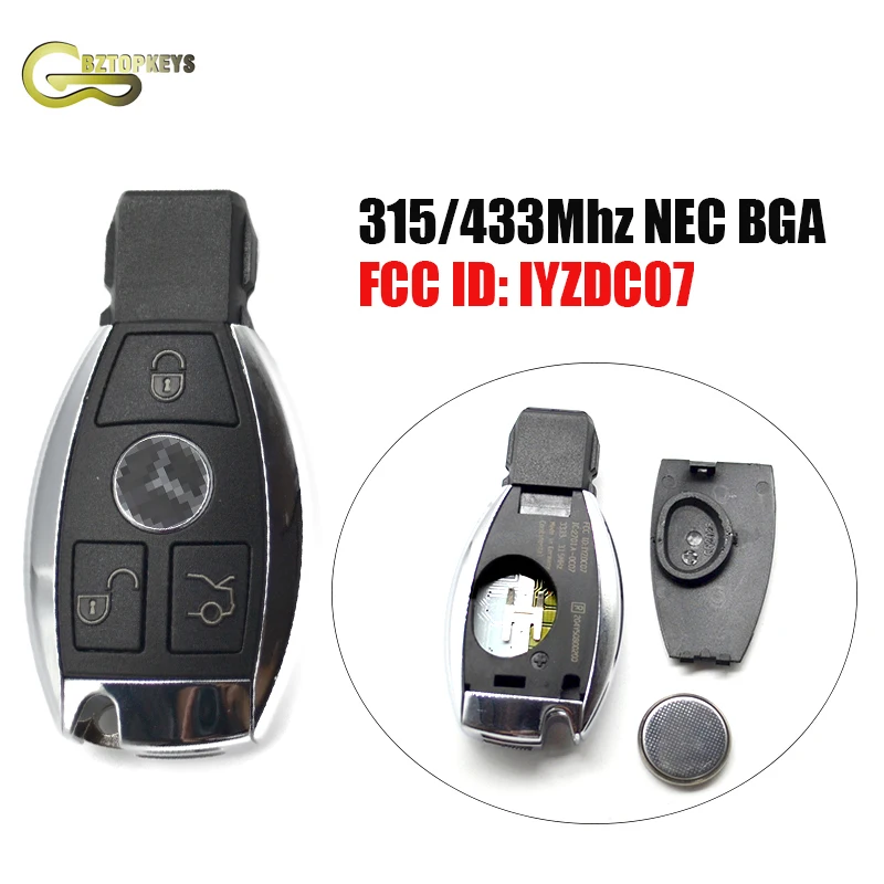 ME001 3 кнопки Smart дистанционного ключа автомобиля 315/434 МГц IYZDC07 для Mercedes Benz Год 2000+ NEC BGA без ключа