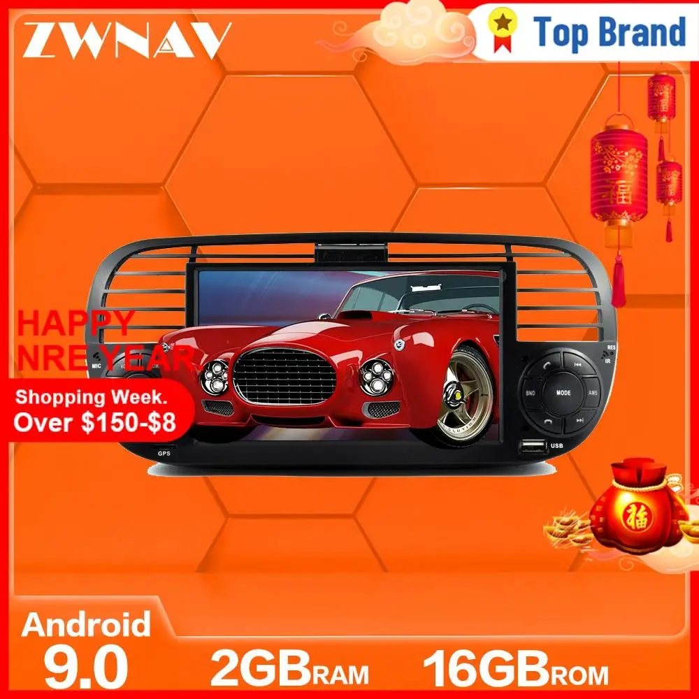 Автомобильный мультимедийный плеер на Android 9 0 для Fiat 500 2007 2008 2009 2010 2015