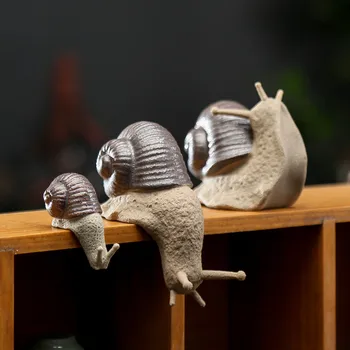

Creative Cute Tea Pet Small Snail Crafts Ceramic Home Decoration Garden Bonsai Succulents Flower Pot Ornaments Animal Figurines