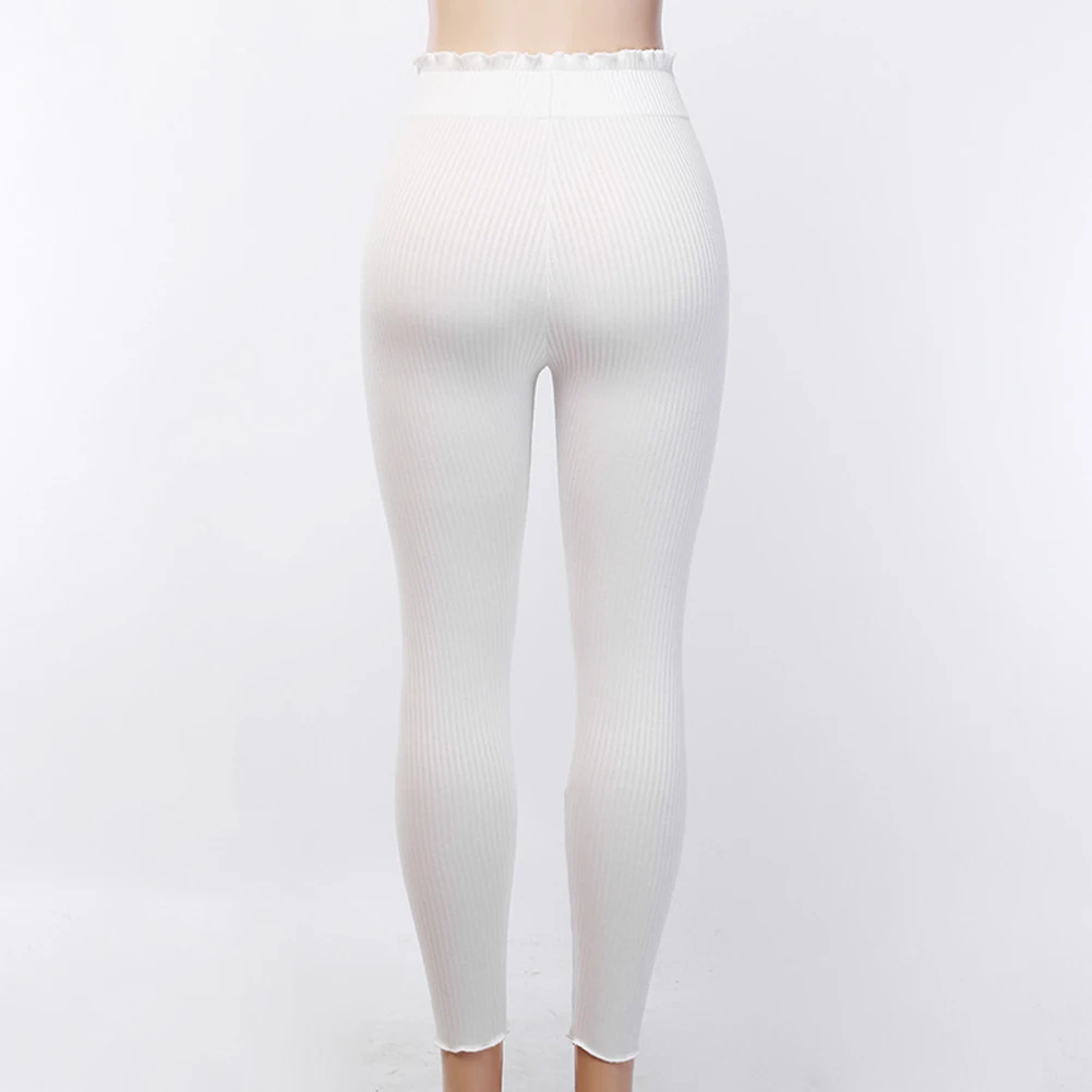 High Quality Women Soft Stretch Autumn Winter Leggings Ladies Thread High Waisted Long Workout Pant Fitness Trousers