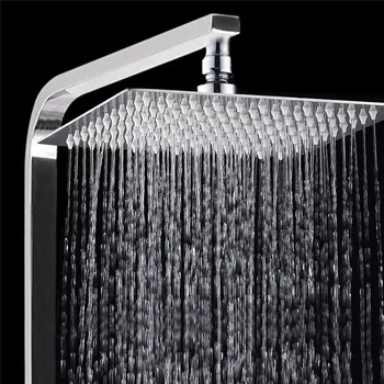

6/8 inch High Pressure HandHeld Shower Head Chrome-Plate Panel Streamline Water Saving Square Bathroom Hand Held Shower Head