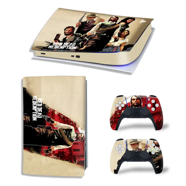 Full Set Skin Decal for PS5 Console Disc Edition,Red Dead