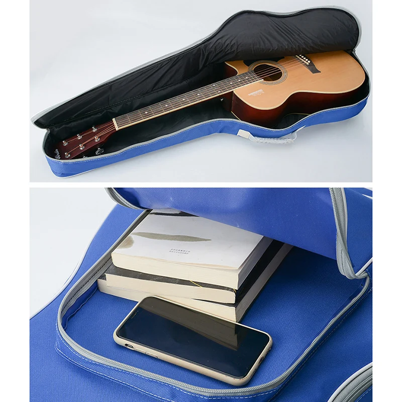 Guitar Bag 41 Inch Oxford Guitar Case Gig Bag 5mm Cotton Soft 600D Oxford Backpack Double Shoulder Straps Padded Carry Guitar Case XA847M