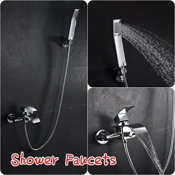 

White Handshower Wall Mounted Bathroom Rainfall Shower Faucet Set Bathroom Faucets Shower Head Bathroom Tap Faucet Extenders HWC