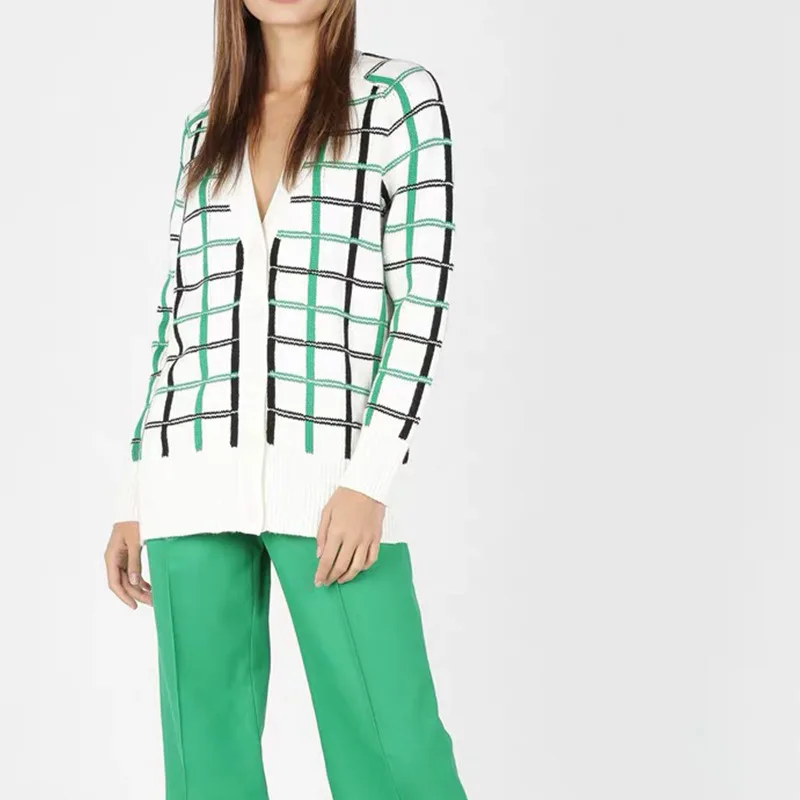 

Fall and Winter 2019 New Women's Clothing Collision Wool Blended Knitted Overcoat Women's Sweater V-Neck Winter Clothes Women