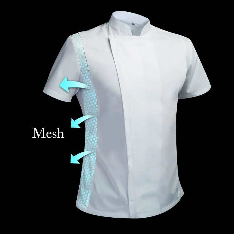 

Unisex Adult High-end Breathable Chef Uniform Summer Kitchen Cooking Jacket Restaurant Hotel Cafe Barber Shop Waiter Work Shirt