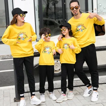 

Parent-child Matching Outfit Autumn and Winter Halloween Family of Three Hoodie Suit Mid-length Rainbow Pigskin Mother-daughter