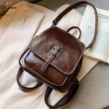 

DORANMI Soft Pu Leather Schoolbag Women's Backpacks 2019 Fashion Buckle Female Rucksacks Back Shoulder Book Bag Mochila BG399