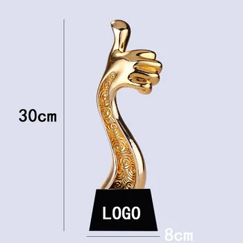 

Custom-made Second-hand Thumb-up Trophy Custom Creative Gold-plated Resin Excellent Team Free Lettering Trophy Organic Material