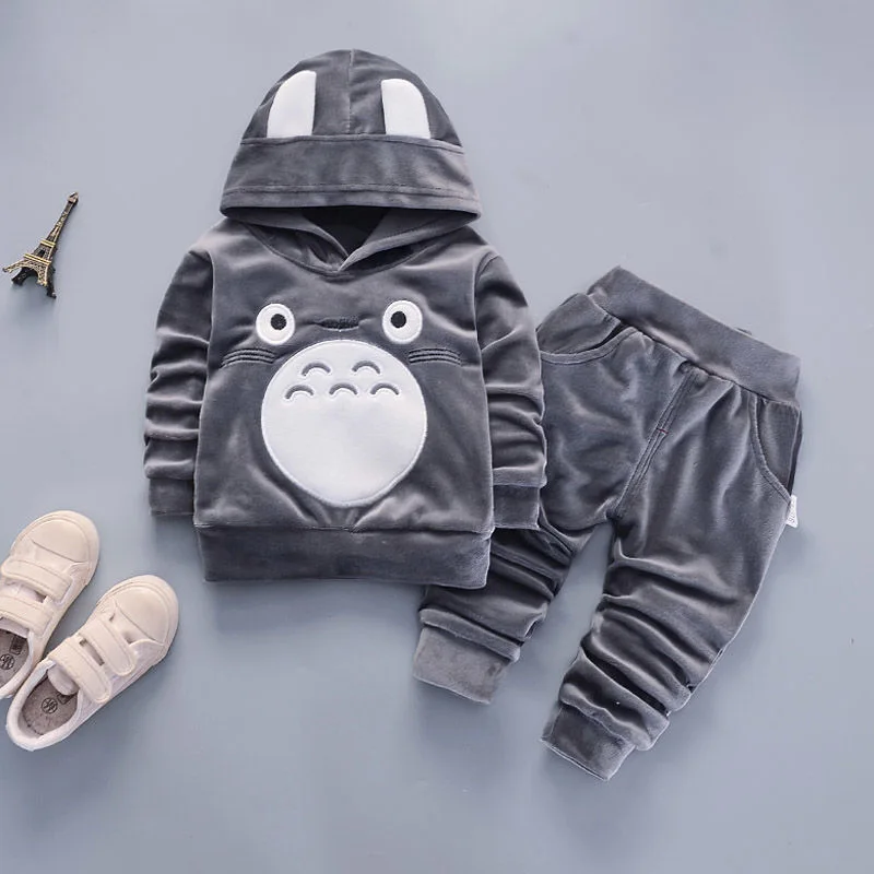 

Autumn Winter Children Boys Girls Cartoon Totoro Clothing Suits Baby Velvet Hoodies Pants 2Pcs Sets Clothes Toddler Tracksuits