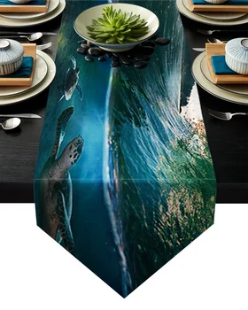 

Turtle Coconut Wave Table Runner Table Flag Home Party Decorative Tablecloth Table Runners for Wedding