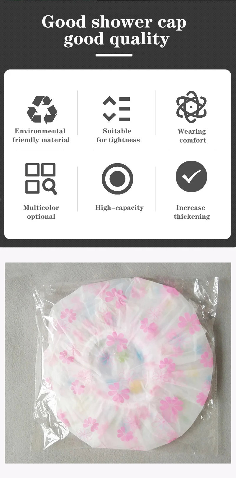 Shower cap waterproof high quality elastic 1PC female shower cap dot