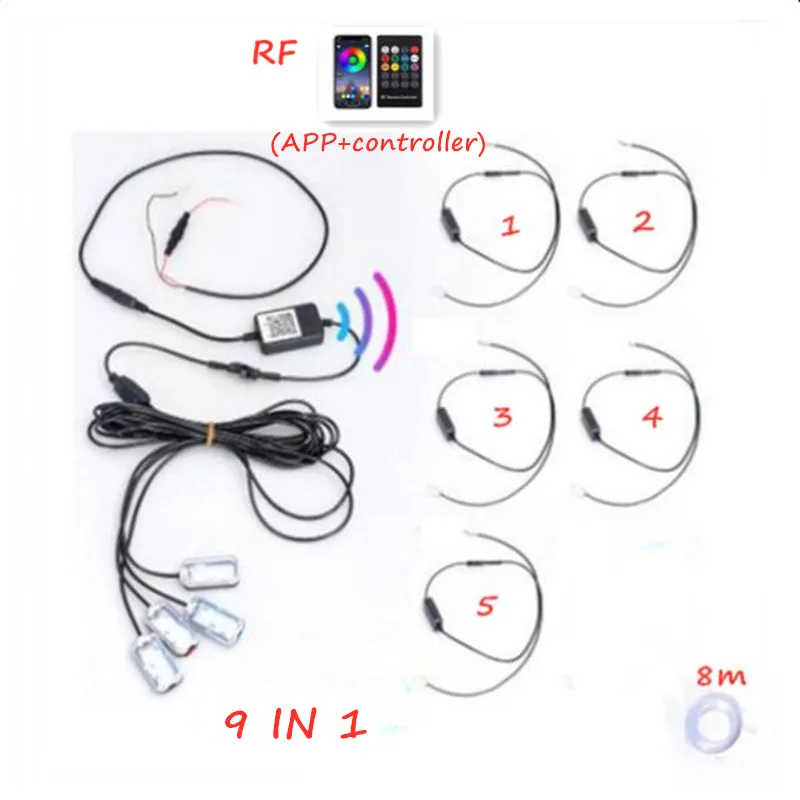 Led Car Interior Ambient Atmosphere Mood Light Rgb App Remote Control Backlight Auto Foot Center Console Door Decorative Lights