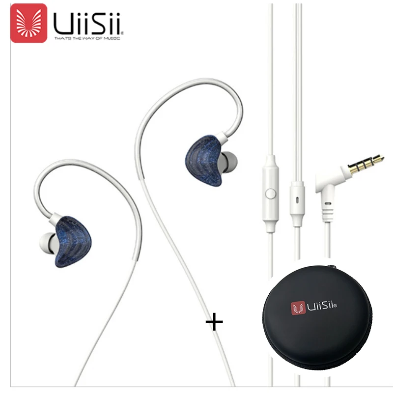 Blue-S And Box Наушники Uiisii bt-cm5 HI-Res с проводным управлением микрофон HIFI Музыка Движение наушники, подходят для iOS и Android - Цвет: Blue-S And Box