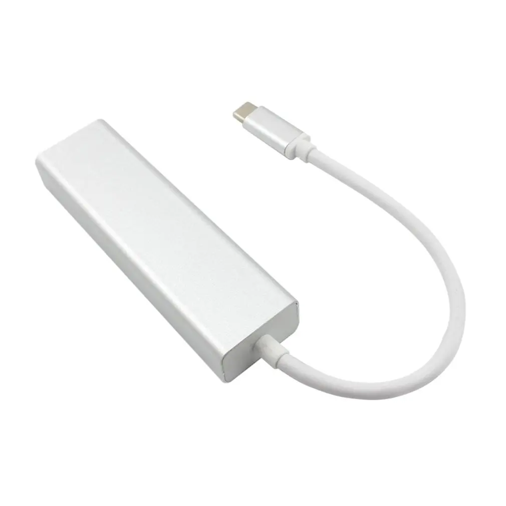 Серебристый Type-C-Usb3.0 type-C-Rj45 гигабитная сеть с трехпортовым концентратором из алюминиевого сплава Внешняя сетевая карта 3,0 - Цвет: Серебристый