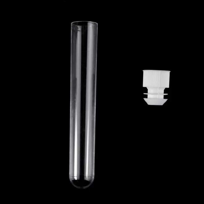 A0127 10pcs pack Tube à essai en plastique transparent Bouchon à vis 16x100mm Outil de test de lab 