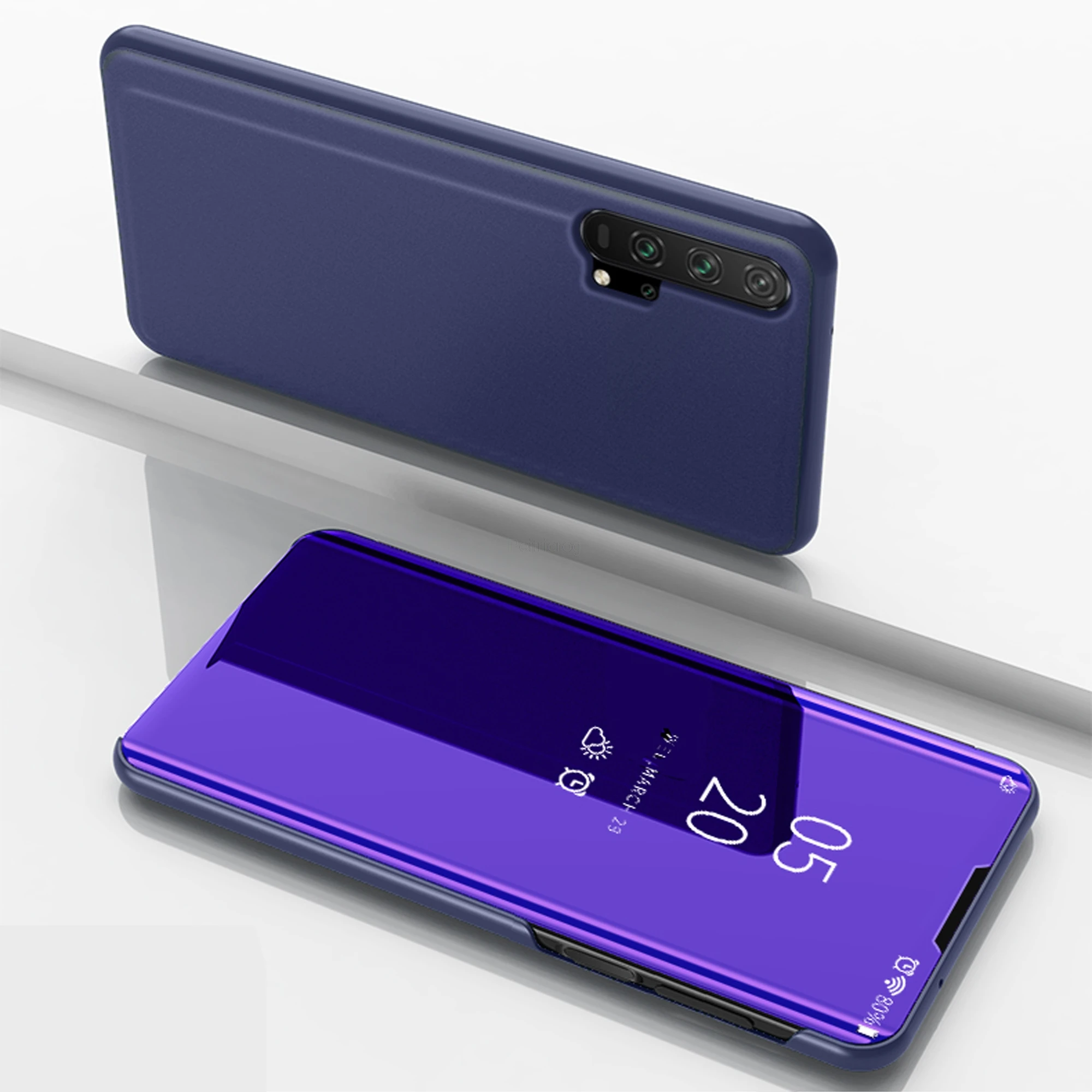 Умный зеркальный флип-чехол для телефона huawei Honor 8X 9X P30 Lite P20 Pro mate 30 20 10 Lite P Smart Z Y6 Y9 Y7 Prime - Цвет: Purple Blue