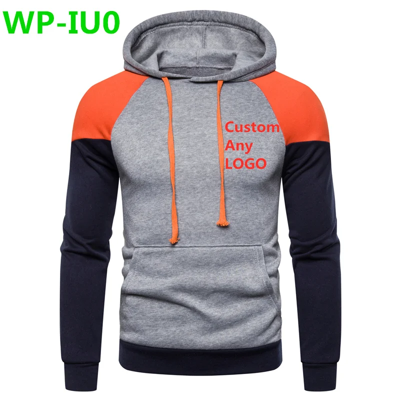 WP-IU0 Новая мода настроить любой логотип с капюшоном печати лоскутное для мужчин утепленная одежда зимние толстовки для мужчин Уличная куртка