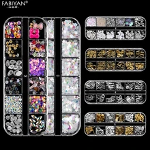 12 решетчатых листов смешанной формы из металлического сплава для украшения ногтей, полые аксессуары, Советы DIY Дизайн, УФ-Гель-лак, инструменты для маникюра