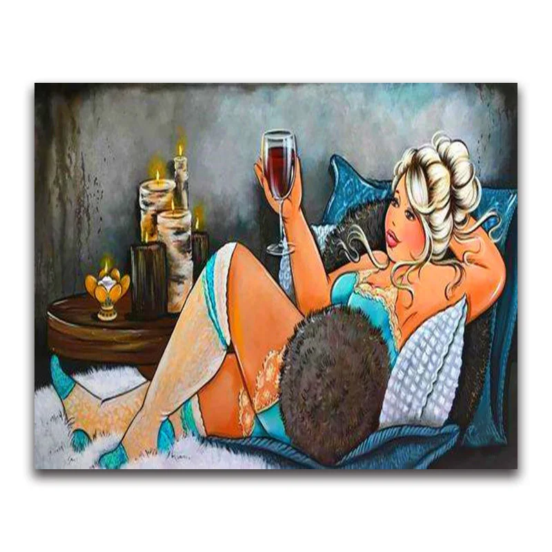 

DIY Diamond painting Fat Lady Cross Stitch Comic Full Round/Square Diamond embroidery Girl Set Full Diamond Cartoon