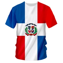 

Summer men and women T-shirt 3D printing Dominican Republic flag T-shirt men street personality trend all-match oversized top