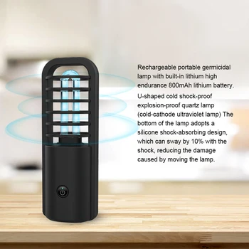

Ozone UV Sterilizing Lamp USB Rechargeable Disinfection Light Ultraviolet UVC Sterilizer LED Germicidal Lamp