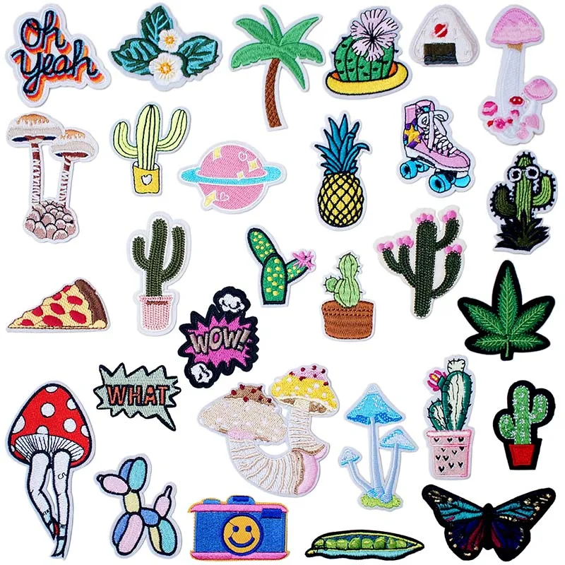 Cactus Mushroom Iron On Patch Badge Fabric Textile Sewing Epaulette Logo Beautiful Highlight Unique Personality Cool Decoration | Дом и сад
