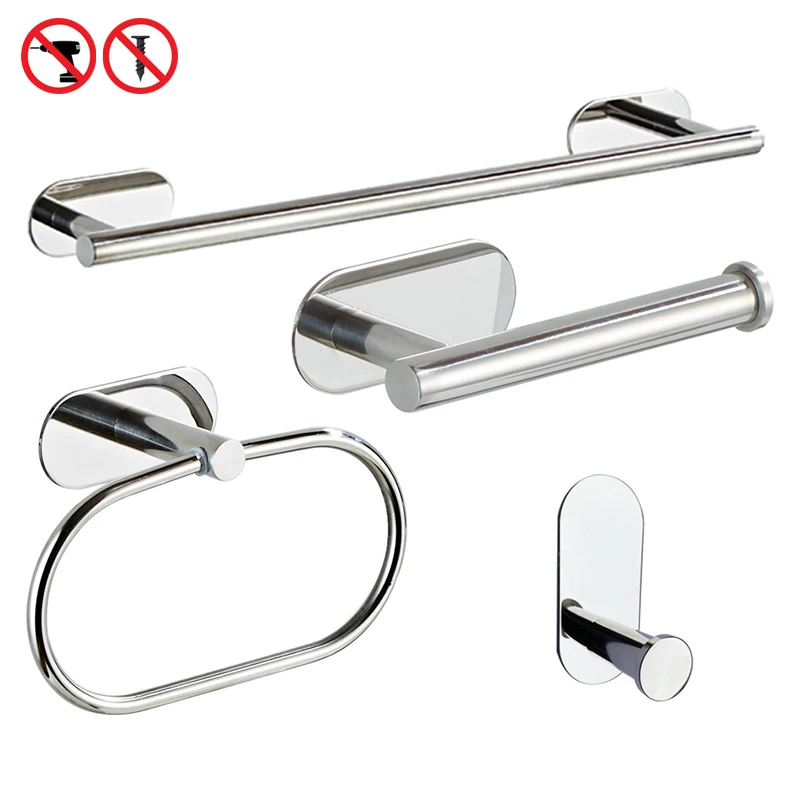 Brushed Gold Bathroom Hardware Set - Robe Hook, Towel Bar, and Toilet Paper Holder