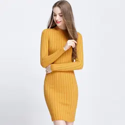 Новый макет шеи длинный вязаный свитер для женщин весна осень вязаный свитер длинный рукав Пуловеры Туника женский свитер