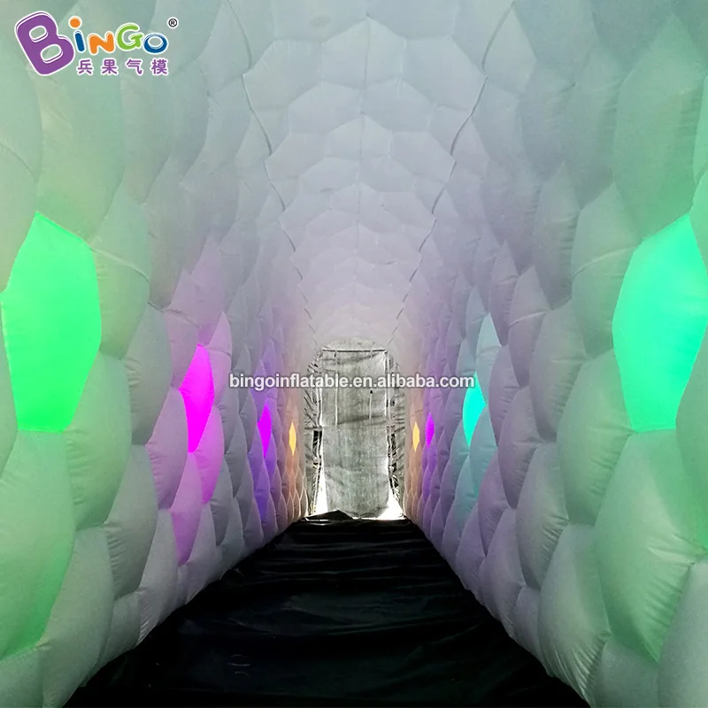 Customized 12x2x3 Meters Inflatable Straight Channel / Silver Blow-up Tunnel With LED Lights - BG-T0076 5