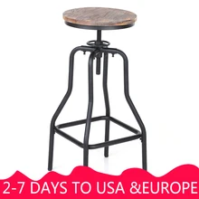 IKayaa барные стулья металлические промышленные винтажные барные стулья регулируемая высота поворотный сосновый топ ретро кухня обеденный стул труба