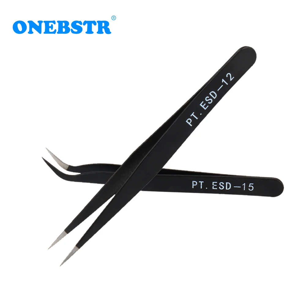 

Anti-static Small Tweezers Stainless Steel Straight Elbow Cleaning Residual Supplies Tools DIY 3D Printer Parts Free Shipping