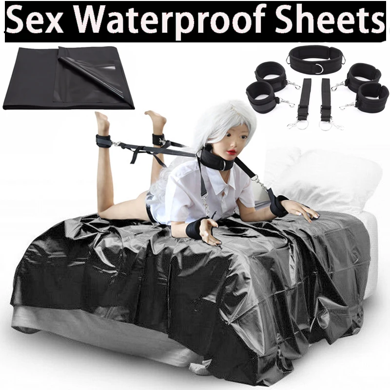 Sex Product Black Waterproof Bedding Sheet BDSM Open Leg Wrist Cuff Bondage Tool Couple Flirt Make Love Bed Passion Supplies | Красота и